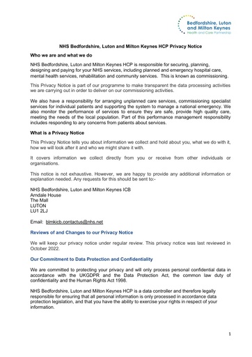 HCP privacy notice 18 October 2022