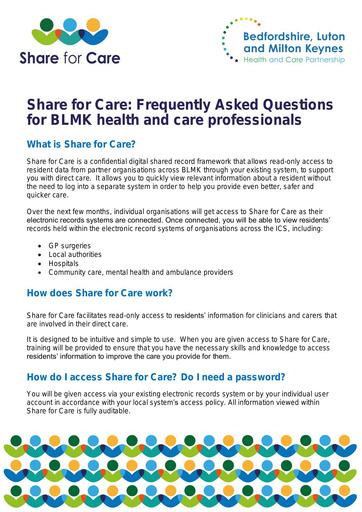 FAQs for BLMK health and care professionals