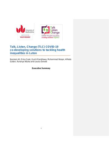 Luton Council TLC Project Final Executive Summary Nov21