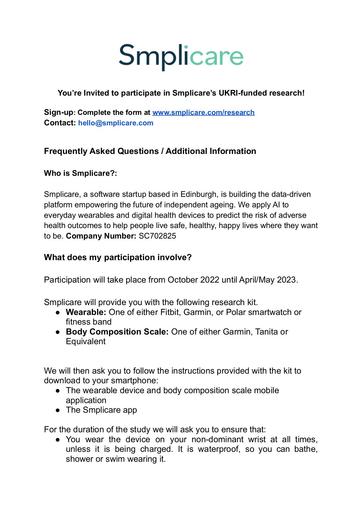 Smplicare Research Participant FAQs