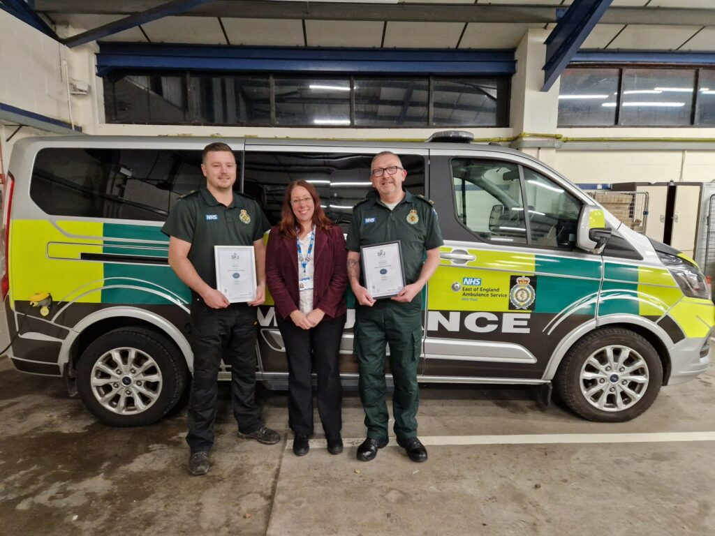 Staff with awards: Pilot programme gives volunteers a pathway to join East of England Ambulance Service